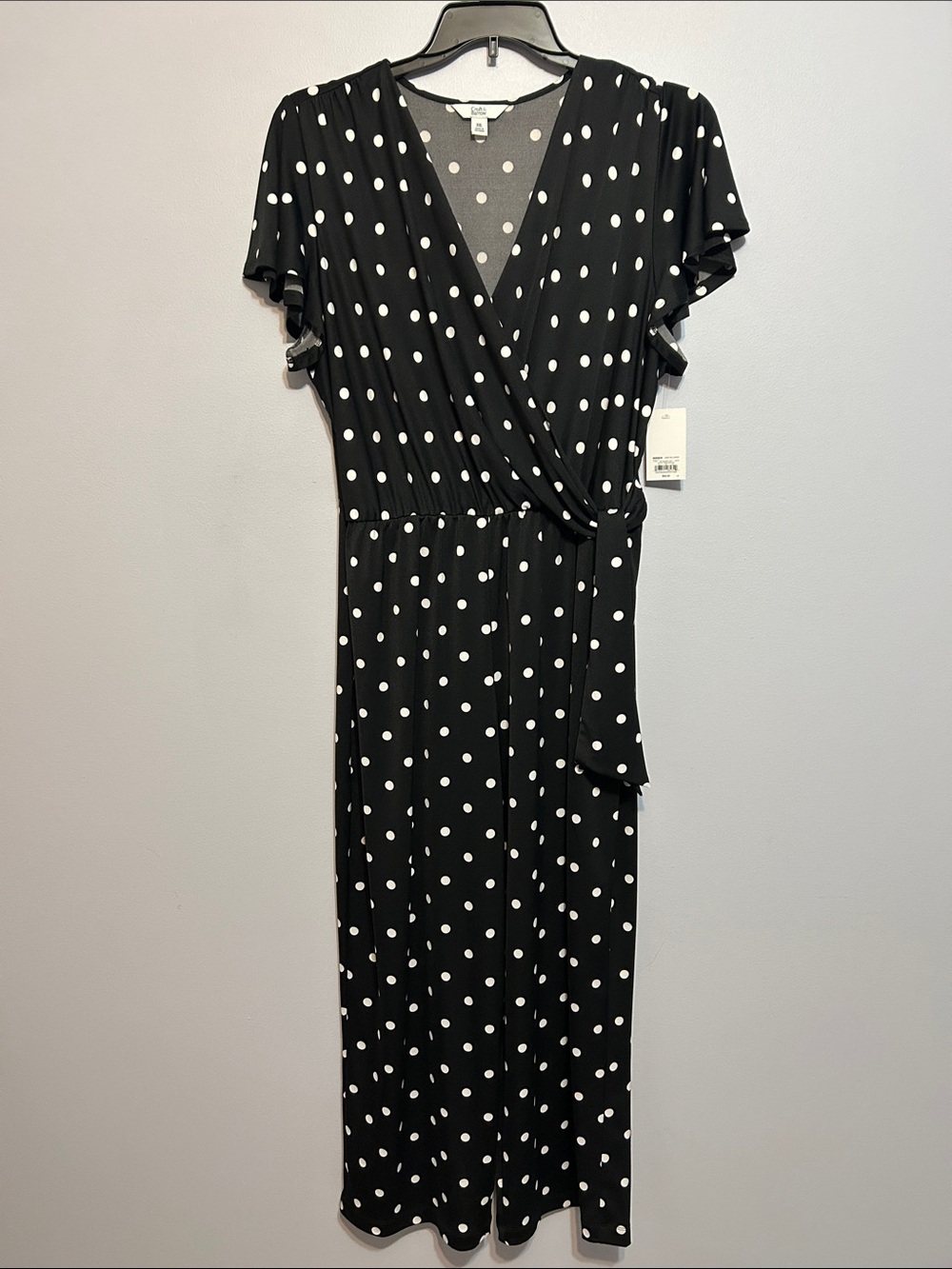 Polka Dot Wrap Front Jumpsuit